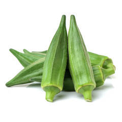 Fresh young okra isolated on white background