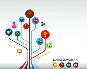 Obraz premium Business woman flat icon concept. Vector illustration. Element template for design.