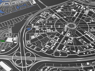 top view of the big city. illustration in casual graphic design. fragment of dubai 3d render