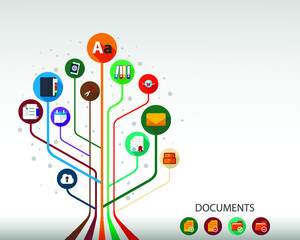 Obraz premium Documents flat icon concept. Vector illustration. Element template for design.