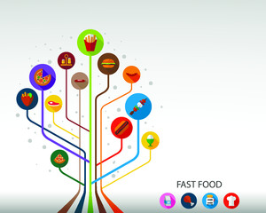 Fast food flat icon concept. Vector illustration. Element template for design.