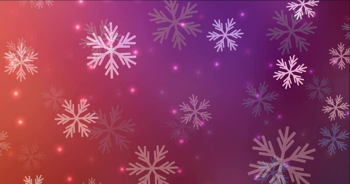 4K looping dark pink, red animated video in celebration style. Colorful fashion clip with gradient stars, snowflakes. Clip for holyday commercials. 4096 x 2160, 30 fps.