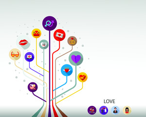 Obraz premium Love key flat icon concept. Vector illustration. Element template for design.