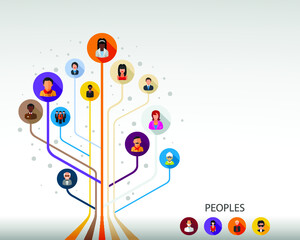 Obraz premium Peoples flat icon concept. Vector illustration. Element template for design.