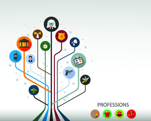 Obraz premium Professions flat icon concept. Vector illustration. Element template for design.