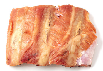 Smoked pork ribs isolated on white background.