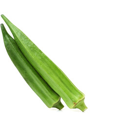 Fresh young okra isolated on white background