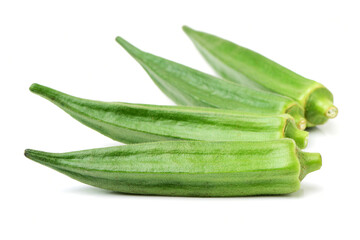 Fresh young okra isolated on white background