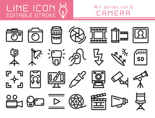 ラインアイコン　アートシリーズvol.2　カメラ　写真撮影