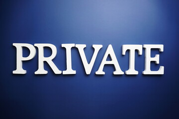 Private alphabet letter on blue background