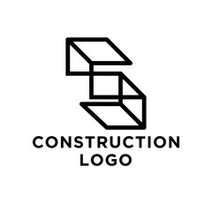 construction logo design idea, abstract outline letter S logo