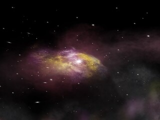 Galaxies, nebula, stars in the universe.  Illustration created on a tablet, used as a background or wallpaper in the astronomy concept.