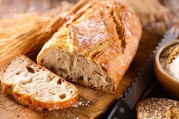 bread slice on wooden board