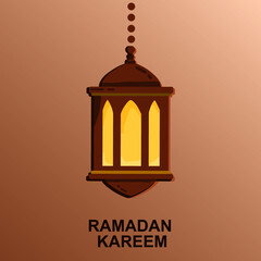 Ramadan Kareem brown banner illustration with lantern ornament