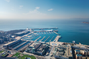Shandong Qingdao city coastline aerial photography