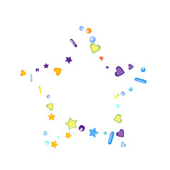 Sprinkles grainy. Cupcake donuts, dessert, sugar, bakery background. Sweet confetti on white chocolate glaze background. Vector Illustration sprinkles holiday designs, party, birthday, invitation.