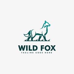Vector Logo Illustration Wild Fox Gradient Colorful Style.