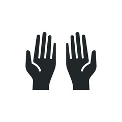 Prayer dua in ramadan, praying hands, muslim praying human hands islam symbols. Begging gesturing. Glyph style Vector illustration design on white background. EPS 10