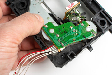 close-up shot of laser reader in hand