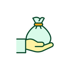 Ramadan icon filled outline. Donation, eid, fasting, islam, muslim, zakat icon. Zakat al-Fitr charity, Islamic holy month. zakah alms in islam. Vector illustration design on white background. EPS 10