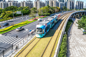 Guangzhou City Light Rail train in China