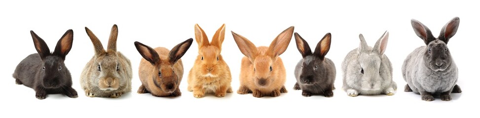 brown bunny rabbits isolated on white background