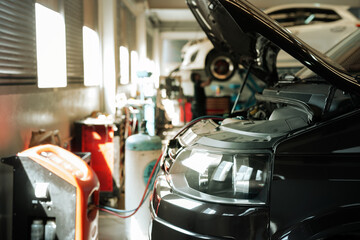 car in repair and service center