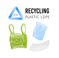 Recycling icons. LDPE plastic bags and bubble wrap