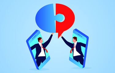 Complete communication and cooperation online, complete business idea puzzles