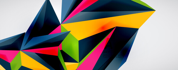 Vector triangle geometric backgrounds. Low poly 3d shape on light backdrop. Vector illustration for covers, banners, flyers and posters and other designs