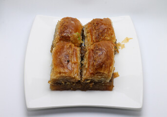 
Turkish baklava on white background