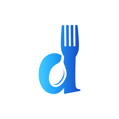 Letter D Spoon and Fork Logo Design Vecktor