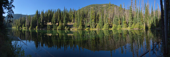 Panoramic view of Lightning Lake in Manning National Park in British Columbia, Canada, North America
