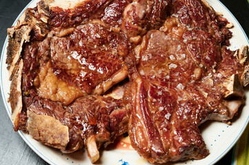 Beef chop with bone ready to eat