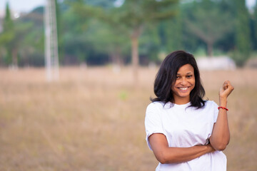 portrait of a beautiful young black woman smiling