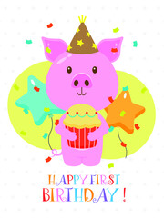 Lovely First Birthday Card Design