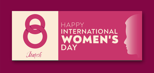 International Women's Day social media or website banner template. 8 March Decorative design concept.