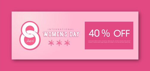 International Women's Day social media or website banner template. 8 March Decorative design concept.