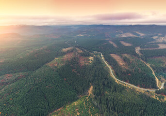 Fototapeta premium View from above of the mountain landscape in autumn. Carpathian mountains. Ukraine