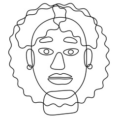 Abstract female human face line art