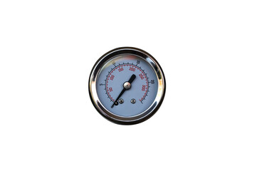 Water pressure gauge  isolated on white background.Pressure manometer for measuring installed in water or gas systems.