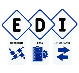 EDI - Electronic Data Interchange acronym. business concept background.  vector illustration concept with keywords and icons. lettering illustration with icons for web banner, flyer, landing page