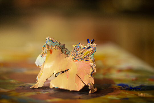 Pegote o trozo de pintura seca de &oacute;leo en miniatura