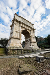 Fototapeta na wymiar Ancient roman triumphal arch in Rome