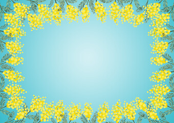 ミモザ アカシア ブーケ 春のイラスト ドライフラワー 植物柄 Wall Mural Aoirokaeru