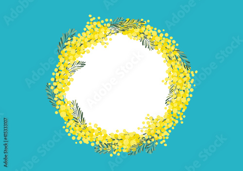 ミモザ アカシア リース 春のイラスト ドライフラワー 植物柄 Wall Mural Aoirokaeru ミモザ アカシア リース 春のイラスト ドライフラワー 植物柄 Wall Mural Aoirokaeru