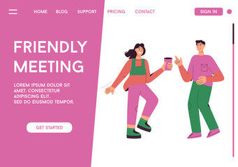 Vector landing page of Friendly Meeting concept