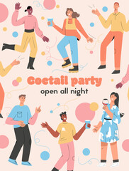 Vector poster of Cocktail Party Open all Night concept