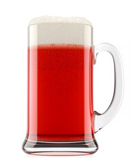 Frosty glass of fresh draft beer with bubble froth isolated on white background.