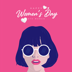 8 march, International Women's Day. Vector template with lettering design. Vector illustration